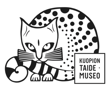 Kuopion taidemuseon mustavalkoinen kissalogo
