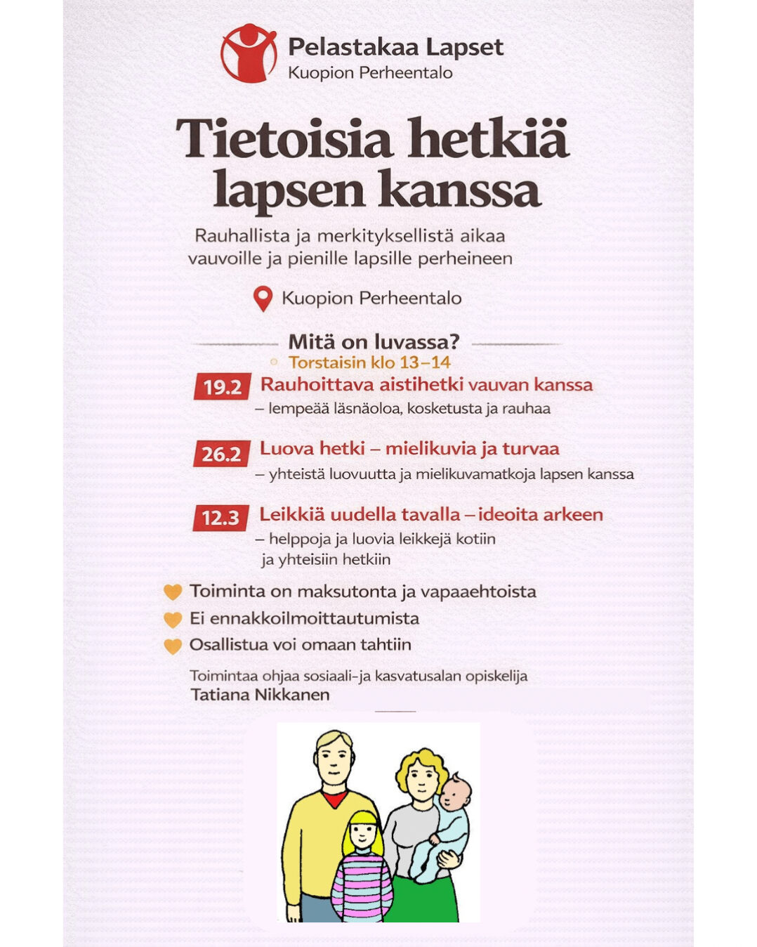 Mainos Tietoisia hetkiä lapsen kanssa-tapahtumista