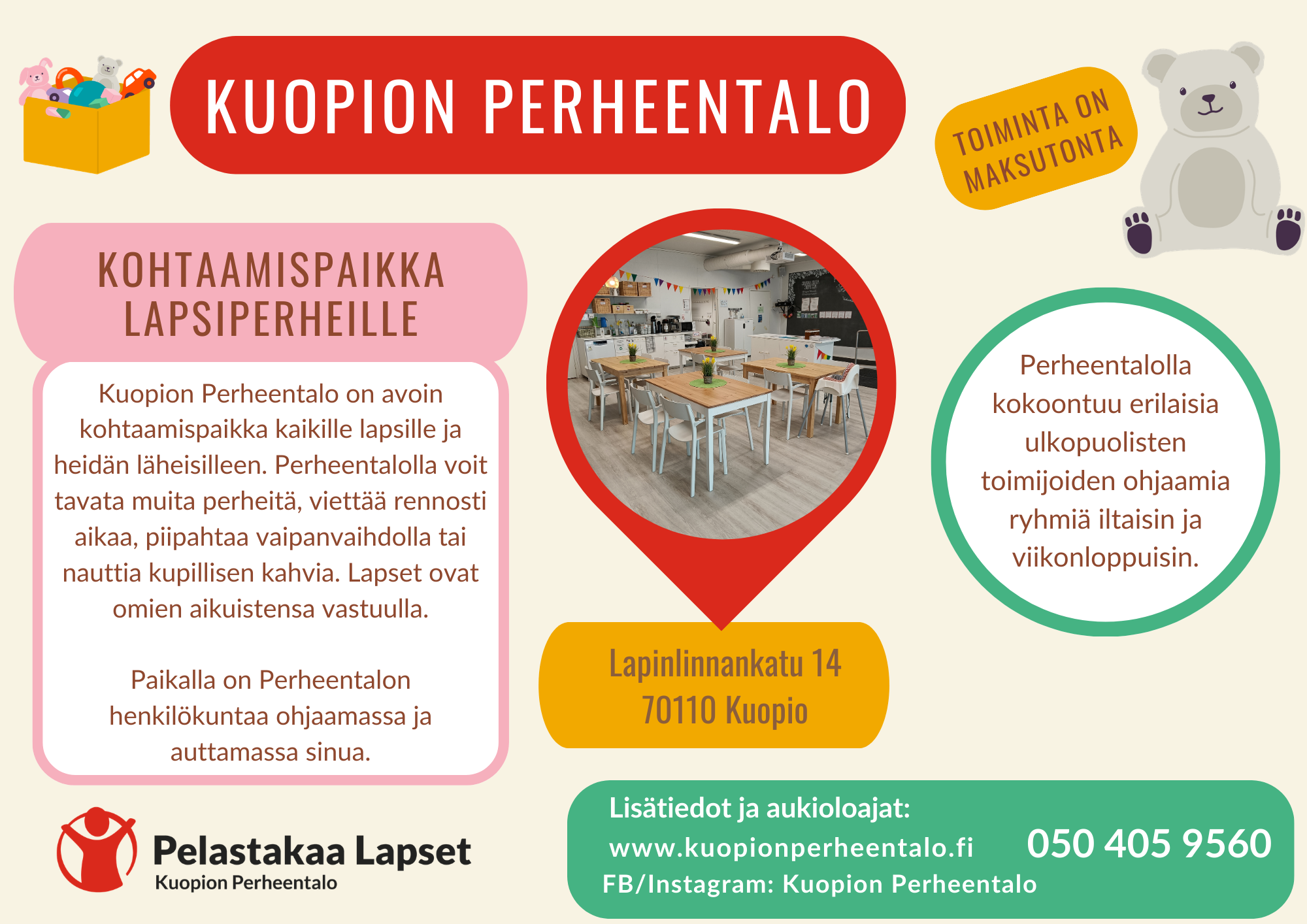 Kuopion Perheentalon esite tiloista ja osoite