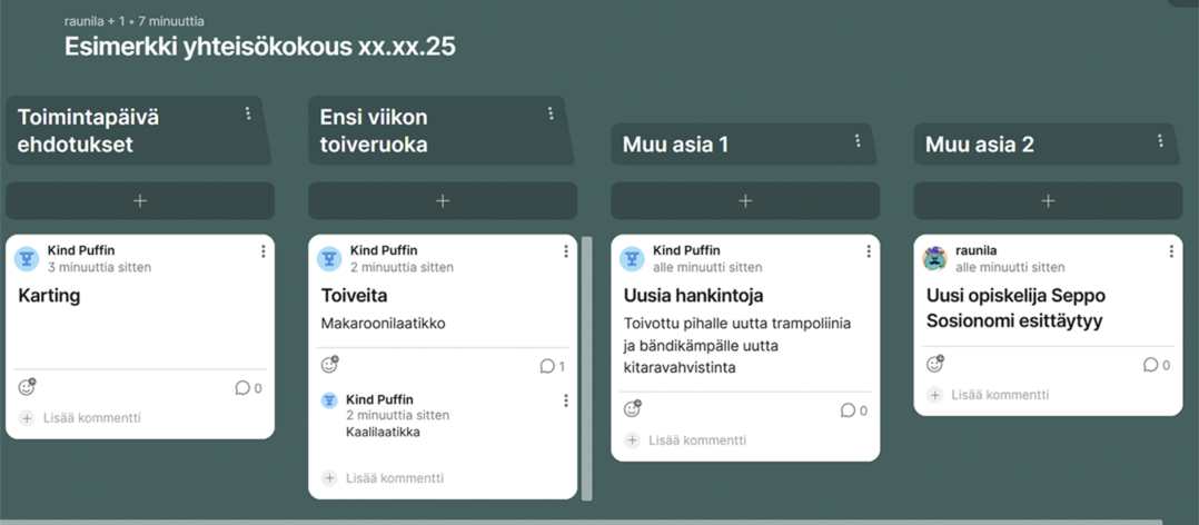 Erityistason lastenkoti Raunilan virutaalinen yhteisökokouspohja