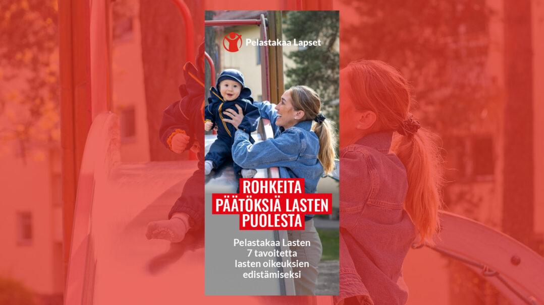 Kuva Pelastakaa Lasten 2027 eduskuntavaalien suomenkielisestä flyerista.