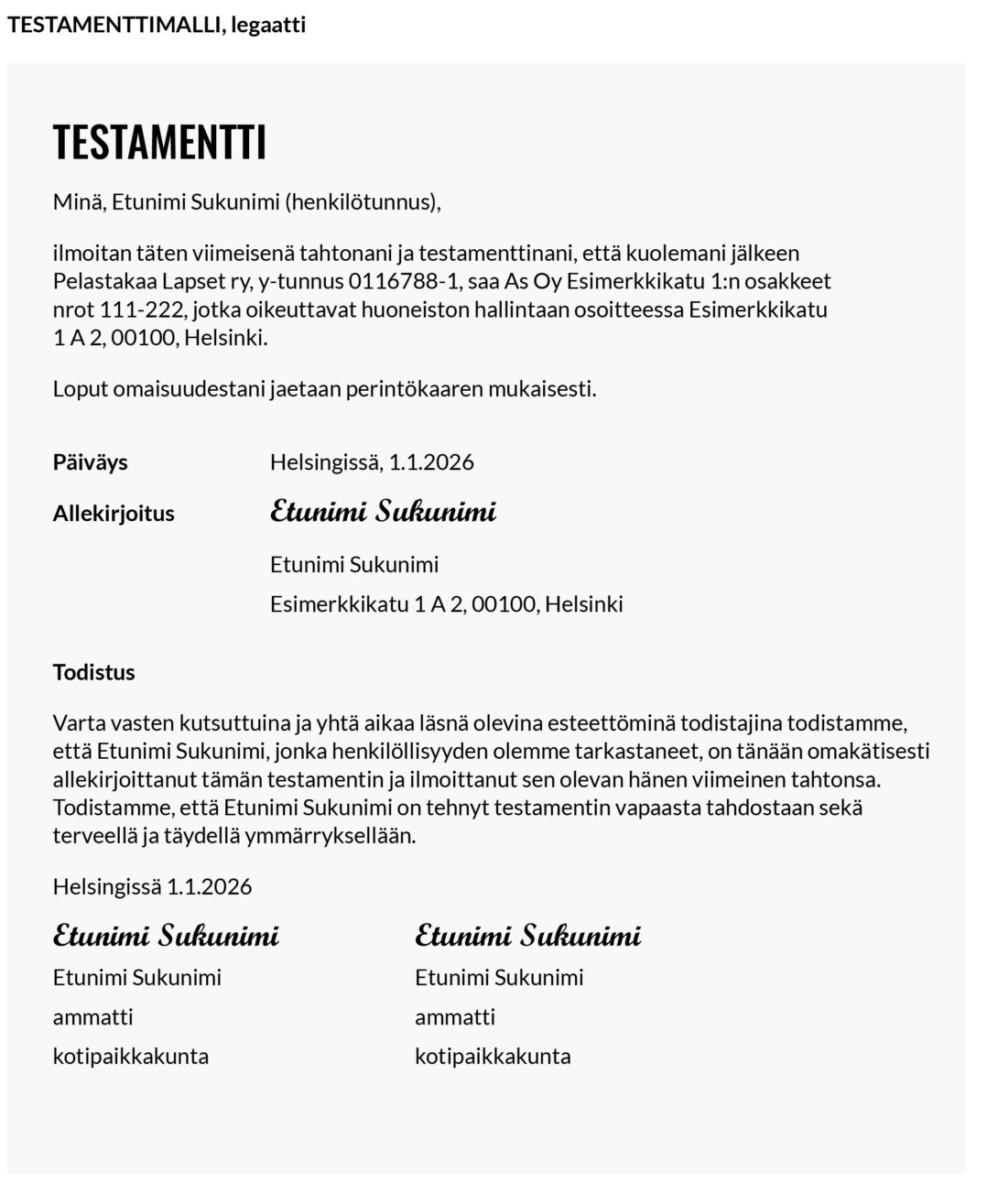 Testamenttimalli-legaatti