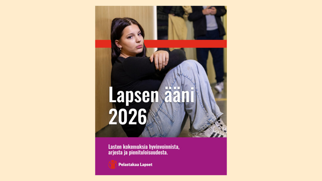Lapsen ääni 2026 selvityksen kansikuva beigellä taustalla